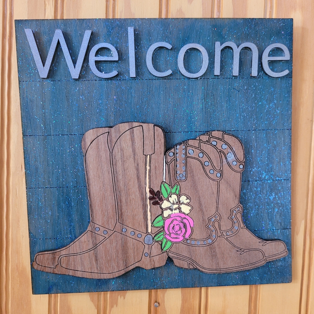 Brown and Pink Cowboy Boots Painting Art